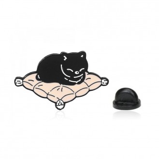 Брошь-значок женская BROCHE бижутерия Животные Кот на подушке чёрная BRGV113579