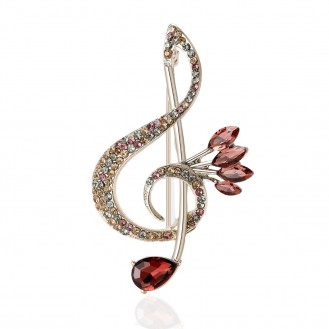 Брошь BROCHE бижутерия Музыка Скрипичный ключ красная BRBF114396