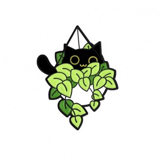 Брошь-значок женская BROCHE бижутерия Животные Кот в цветочном горшке зелёная BRGV113642