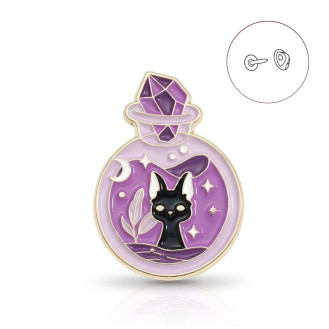 Значок BROCHE брошь бижутерия Животные Кот алхимик чёрный BRGV115398