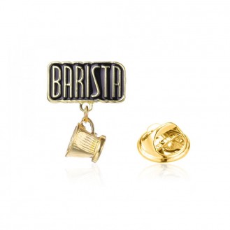Брошь-значок унисекс BROCHE бижутерия Barista Чашка золотистая BRGV113686