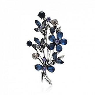 Брошь-кулон женская BROCHE бижутерия Цветы Букет синяя BRBF113695