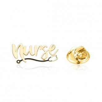 Брошь-значок женская BROCHE бижутерия Медицина Nurse (Медсестра) золотистая BRGV113725