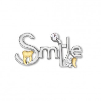 Брошь-значок унисекс BROCHE бижутерия Медицина Smile для стоматолога серебристая BRGV113745