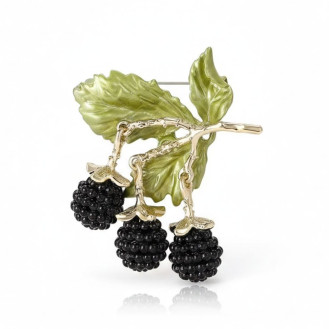 Брошь женская BROCHE бижутерия Ягоды Ежевики чёрная BRBF113759