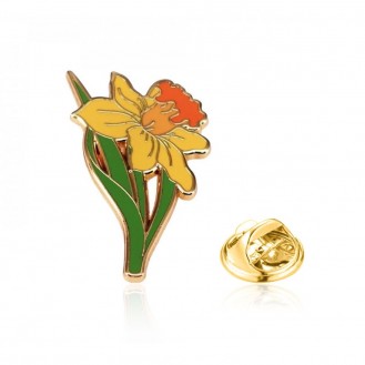 Брошь-значок женская BROCHE бижутерия Цветы Нарцисс жёлтая BRGV113856