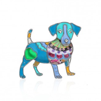 Брошь женская BROCHE бижутерия Животные Собаки Джек-рассел-терьер голубая BRSF113873