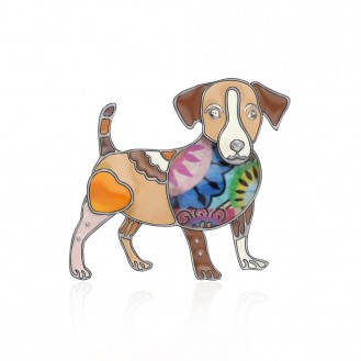 Брошь женская BROCHE бижутерия Животные Собаки Джек-рассел-терьер коричневая BRSF113869