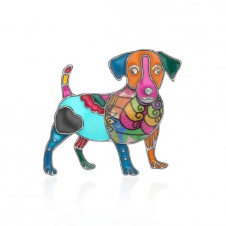Брошь женская BROCHE бижутерия Животные Собаки Джек-рассел-терьер разноцветная BRSF113870