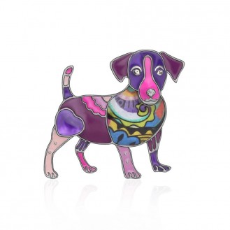 Брошь женская BROCHE бижутерия Животные Собаки Джек-рассел-терьер фиолетовая BRSF113871