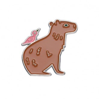 Брошь-значок BROCHE бижутерия Животные Капибара коричневая BRGV114115