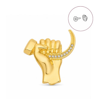 Брошь-значок унисекс BROCHE бижутерия Медицина Ларингоскоп в руке золотистая BRGV113922