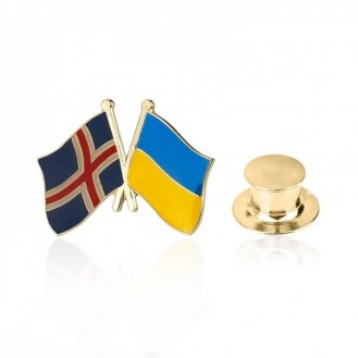 Брошь-значок унисекс BROCHE бижутерия Флаги Исландия-Украина BRGV113937