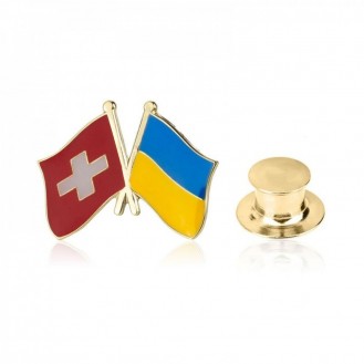 Брошь-значок унисекс BROCHE бижутерия Флаги Швейцария-Украина BRGV113938