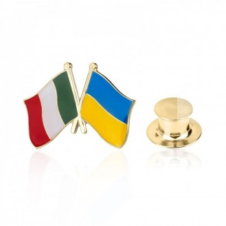 Брошь-значок унисекс BROCHE бижутерия Флаги Италия-Украина BRGV113939