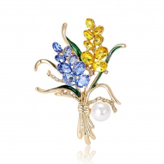 Брошь BROCHE бижутерия Два Колоска с бусиной BRBF114006