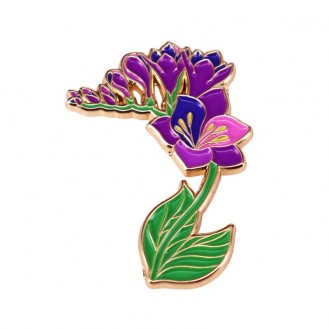 Брошь-значок BROCHE бижутерия Цветы Фрезия фиолетовая BRGV114061