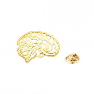 Брошь-значок BROCHE бижутерия Медицина Мозг прорезной золотистая BRGV114132