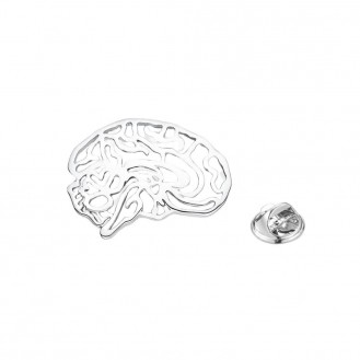 Брошь-значок BROCHE бижутерия Медицина Мозг прорезной серебристая BRGV114130
