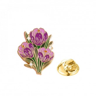 Брошь-значок BROCHE бижутерия Цветы Крокусы фиолетовая BRGV114135