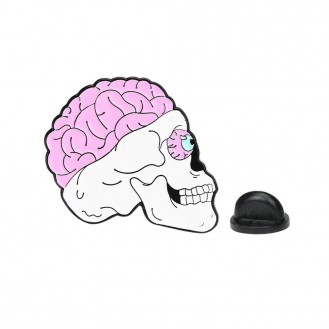 Брошь-значок BROCHE бижутерия Хэллоуин Готика Череп с мозгом разноцветная BRGV114243