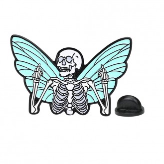 Брошь-значок BROCHE бижутерия Хэллоуин Готика Скелет с крыльями разноцветная BRGV114246