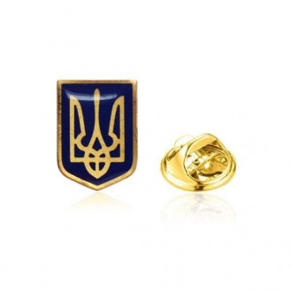 Брошь-значок BROCHE бижутерия Тризуб герб Украины синяя BRGV114165