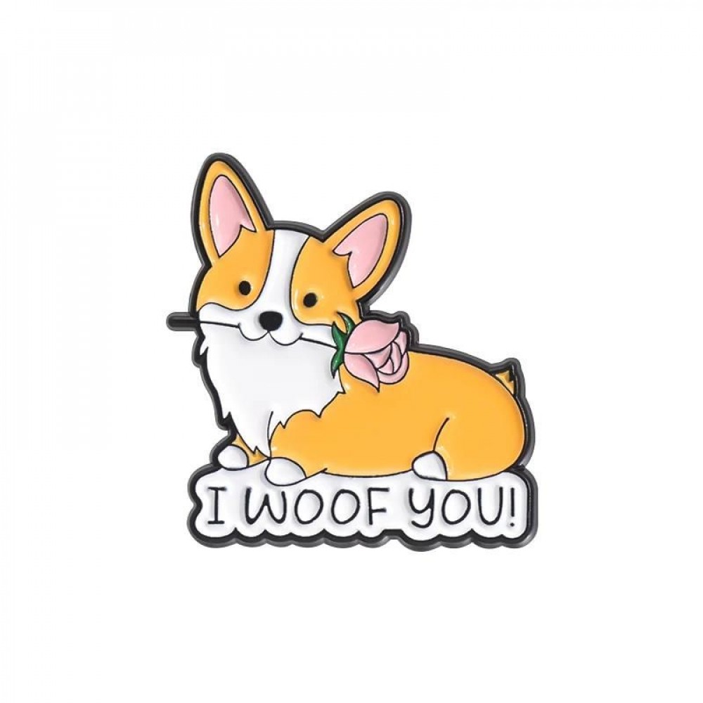 Брошь-значок BROCHE бижутерия Животные Корги I Woof You оранжевая BRGV114180