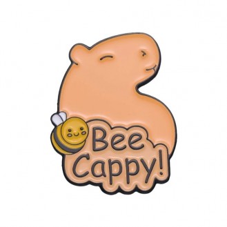 Брошь-значок BROCHE бижутерия Животные Капибара с пчелой оранжевая BRGV114185