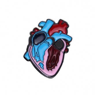 Брошь-значок BROCHE бижутерия Медицина Сердце с сосудами разноцветная BRGV114213