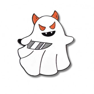 Брошь-значок BROCHE бижутерия Хэллоуин Привидение с рожками белая BRGV114231