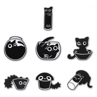 Комплект значков BROCHE брошки бижутерия Животные Озорные Котята чёрный BRGV114241