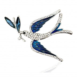 Брошь BROCHE бижутерия Птицы Ласточка с веткой синяя BRBF114376