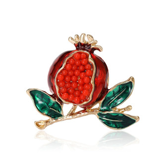 Брошь BROCHE бижутерия Фрукты Гранат с бусинами красная BRBF115271