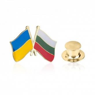 Значок (пин) BROCHE брошь бижутерия Флаги Украина-Болгария BRGV114461