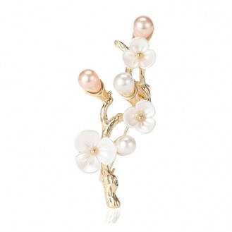 Брошь BROCHE бижутерия Цветы Сливы золотистая BRBF114464