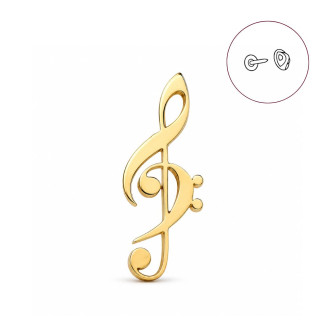 Значок (пин) BROCHE брошь бижутерия Музыка Скрипичный ключ золотистый BRGV114486