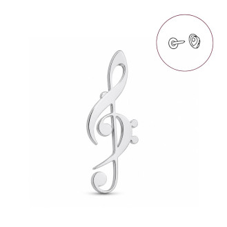 Значок (пин) BROCHE брошь бижутерия Музыка Скрипичный ключ серебристый BRGV114485