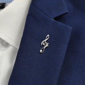 Значок (пин) BROCHE брошь бижутерия Музыка Скрипичный ключ серебристый BRGV114485