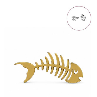Значок (пин) BROCHE брошь бижутерия Скелет Рыбы золотистый BRGV114493