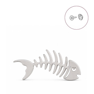 Значок (пин) BROCHE брошь бижутерия Скелет Рыбы серебристый BRGV114494