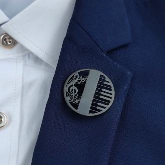 Брошь BROCHE бижутерия Музыка Скрипичный ключ с клавишами чёрная BRSF114501