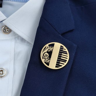 Брошь BROCHE бижутерия Музыка Скрипичный ключ с клавишами золотистая BRSF114499