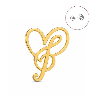 Значок (пин) BROCHE брошь бижутерия Музыка Скрипичный ключ золотистый BRGV114505