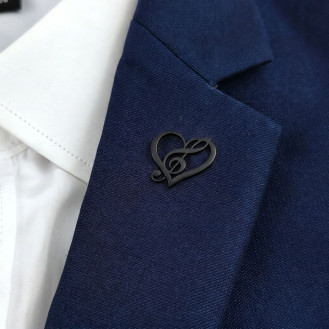 Значок (пин) BROCHE брошь бижутерия Музыка Скрипичный ключ чёрный BRGV114509