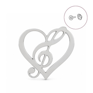 Значок (пин) BROCHE брошь бижутерия Музыка Скрипичный ключ серебристый BRGV114507