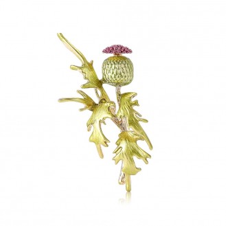 Брошь BROCHE бижутерия Растения Чертополох салатовая BRBF114519