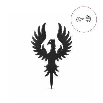 Значок из стали BROCHE брошь бижутерия Птицы Феникс чёрный BRGV114518