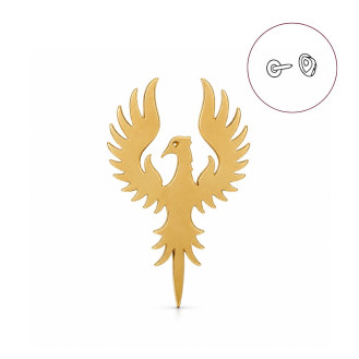 Значок (пин) BROCHE брошь бижутерия Птицы Феникс золотистый BRGV114516