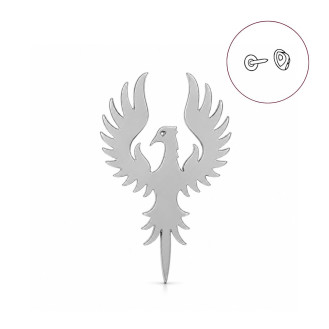 Значок (пин) BROCHE брошь бижутерия Птицы Феникс серебристый BRGV114517